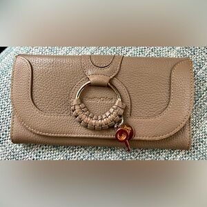 See By Chloe Tan Leather Wallet with Circular Hardware